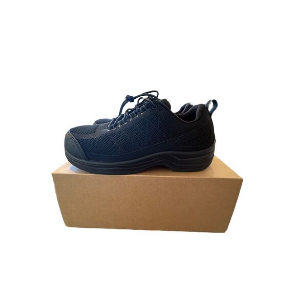 Orthofeet Men's Black Comp-Toe Orthopedic Cobalt Work Shoes Size 7.5 - Picture 4 of 9